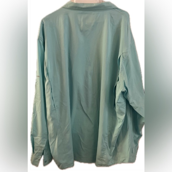 AFTCO Aqua Blue Long Sleeve Button Down Vented Fishing Shirt, Size 2X - Picture 2 of 6